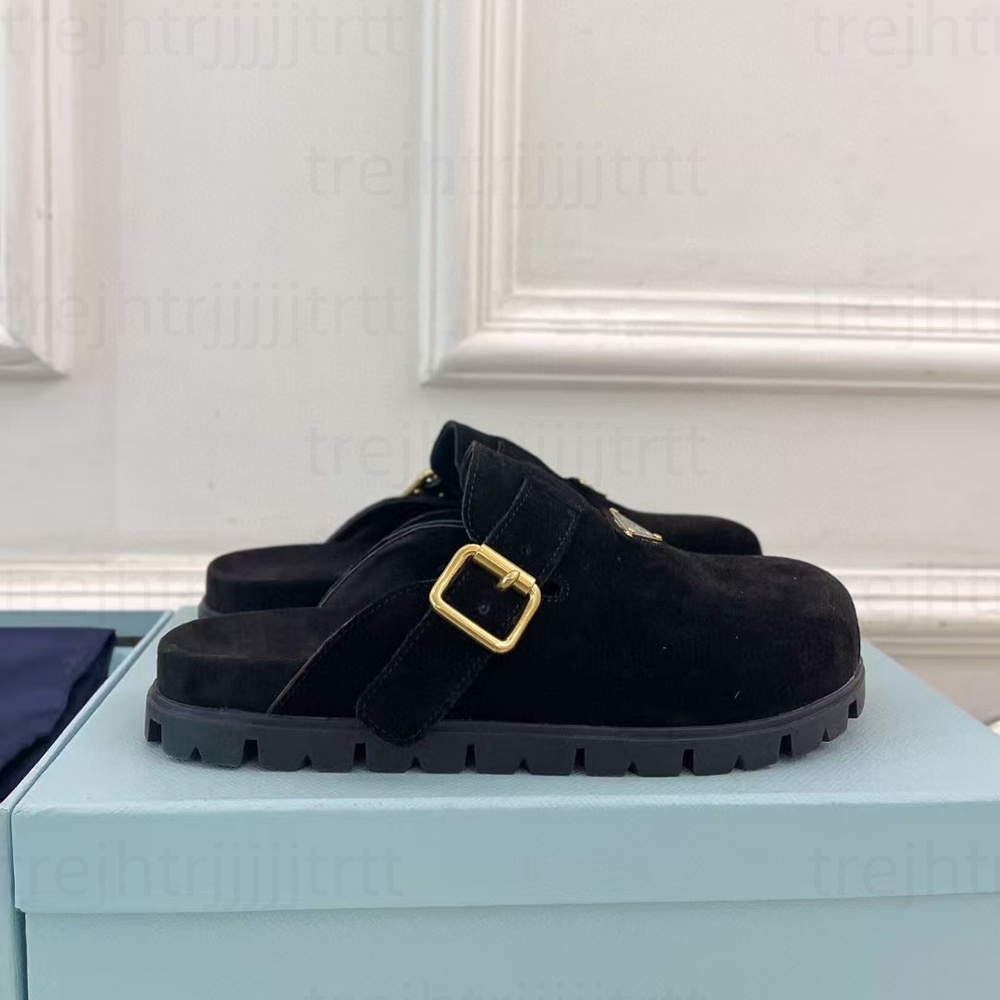 Women's Platform slippers slide mule Sandal Designer slippers Cowhide suede Outdoor Recreation Beach slippers factory footwear size 35-42 with box