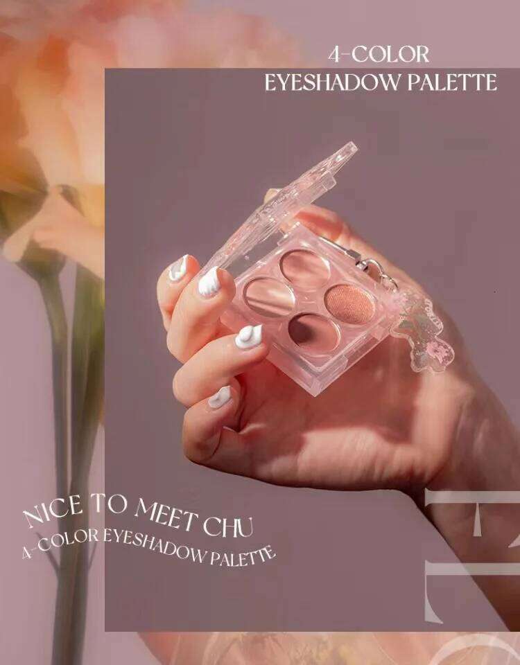 FLORTTE Shadow Palette 4 Color Matte Shimmer Sequins Pigment Eyeshadow Waterproof Eye Makeup Women Beauty Cosmetics X250702