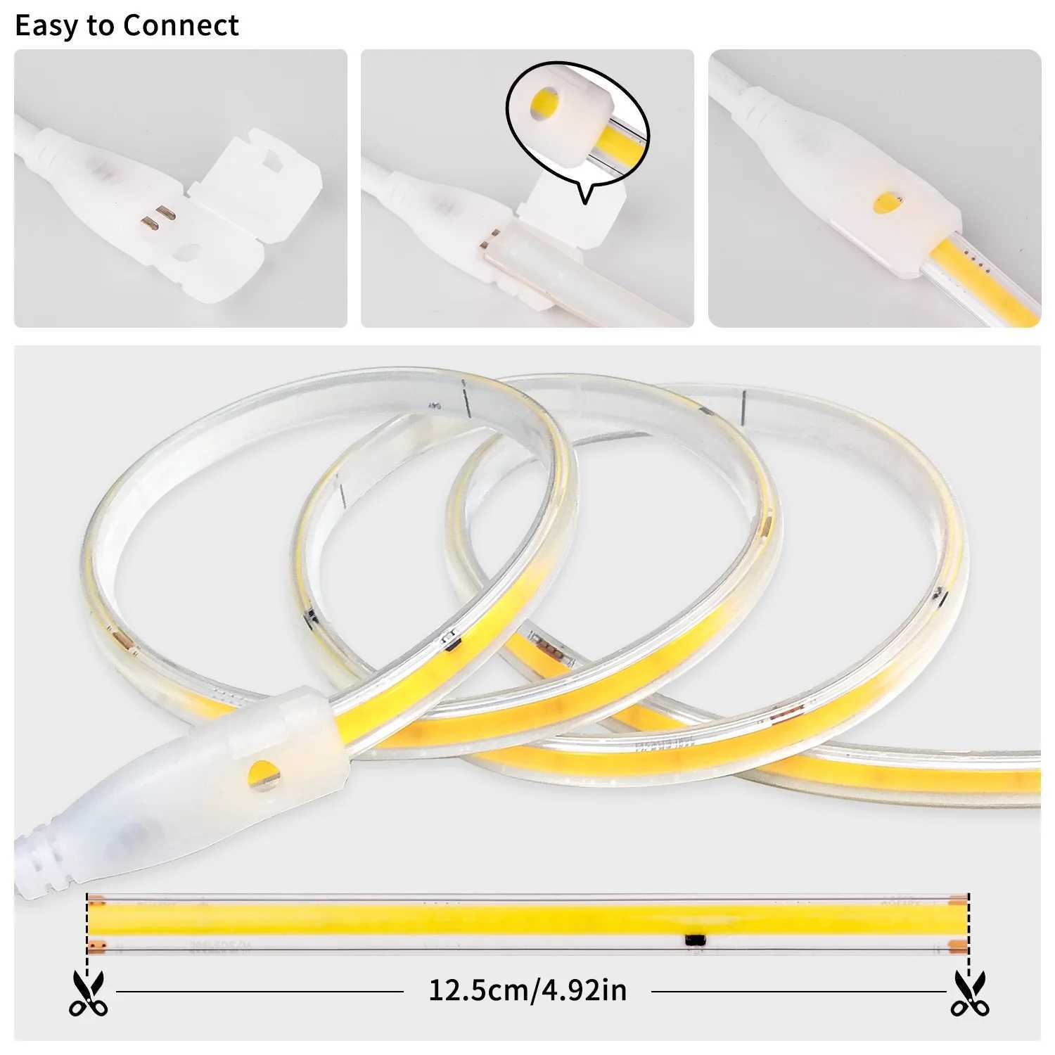 220V COB LED Strip Light 296 LEDs/m High Brightness Waterproof Flexible LED Tape Ribbon for Room Kitchen Outdoor Lighting 230V W250701