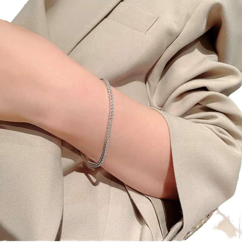 3ct Womens Minimalist Elegant Design Sterling Silver Moissanite Bracelet Unique Gift for Her