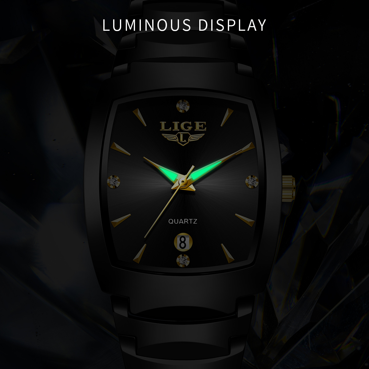 LIGE Quartz Watch Waterproof Watch Top Brand Men's and Women's Universal Style Square Case Fashion Business Watch Holiday Gift Student Watch