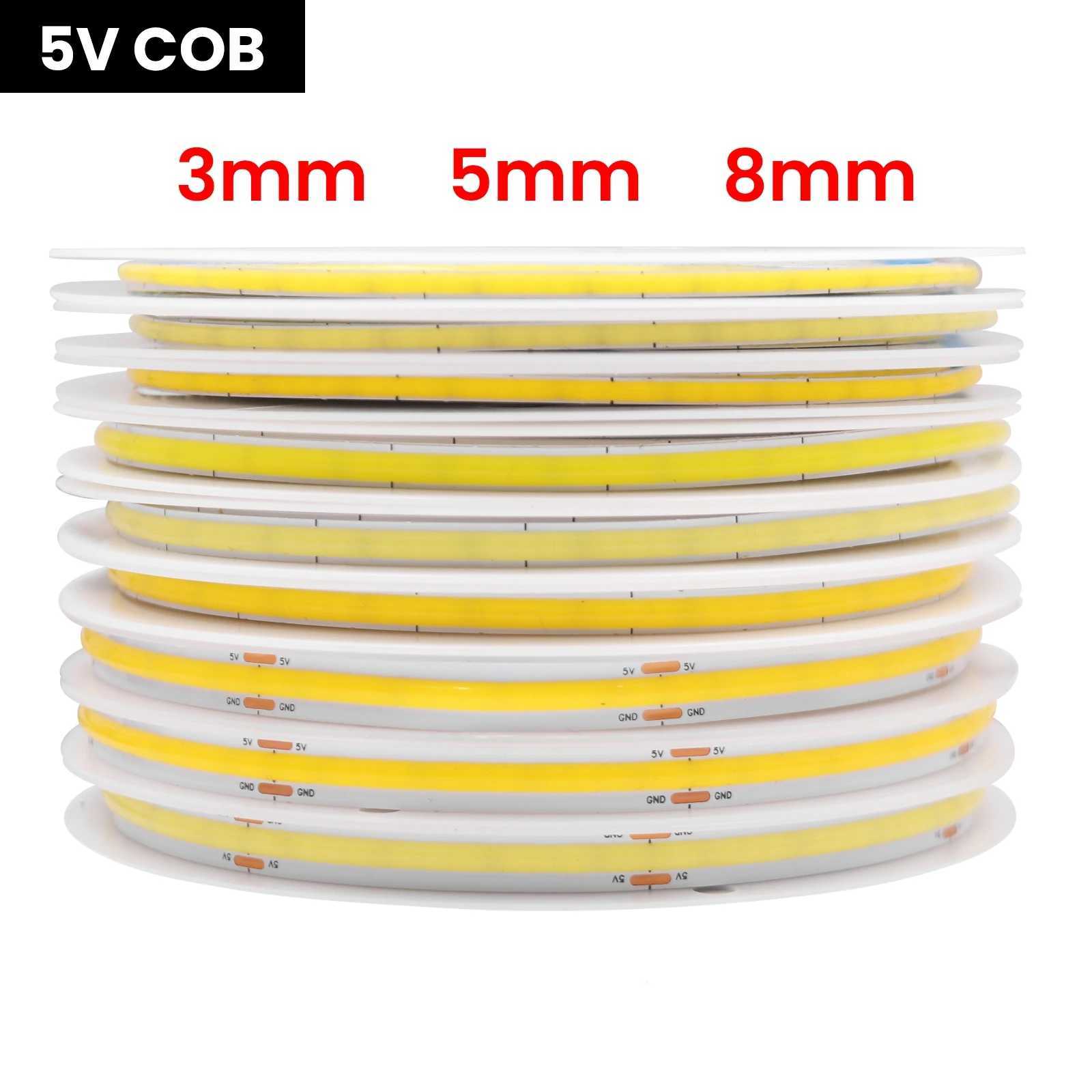 USB Dimmable COB LED Strip Light 3MM 5MM 8MM RA90 High Density 320LEDs/M 3000K 4000K 6500K FOB Flexible Ribbon Tape Rope Lamp W250701