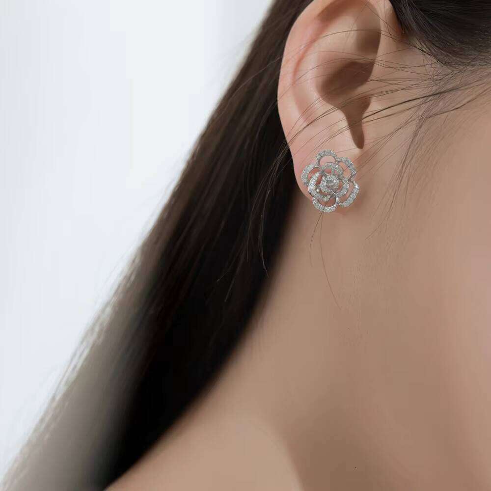 DHcollections S925 Sterling Silver Earrings - Geometric Leaf & Butterfly Studs with Zirconia | Minimalist Luxury Ear Jewelry for Women