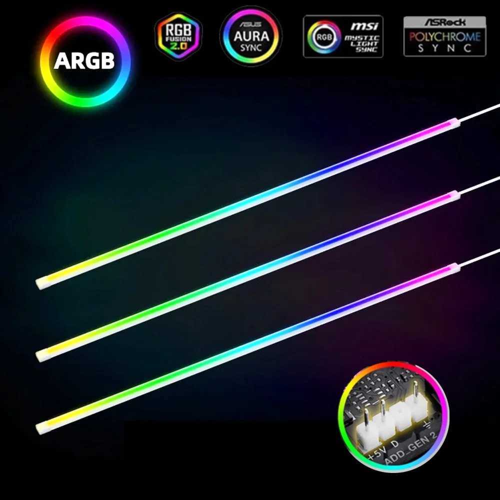 Soft Neon Addressable Rainbow PC WS2812b LED Strip Light for 5V 3pin ARGB Header PC Case Asus Aura Sync RGBIC Fusion MSI Mystic W250701