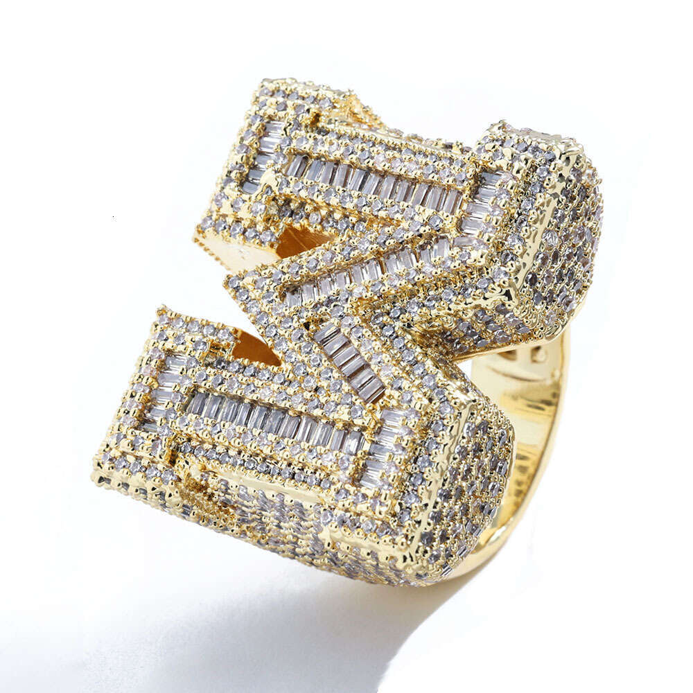 New Hip-Hop Style M-Zircon Letter for Men Trendy Personality Ring d7da