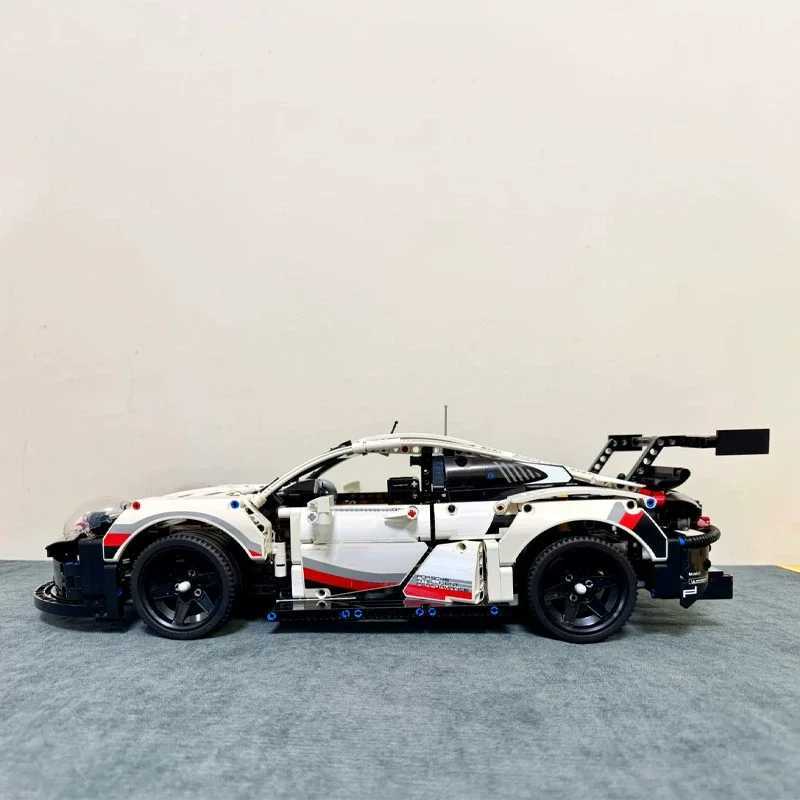 1580+Pcs 1 10 Assembled Building Blocks Compatible 42096 Remote Control Car Motor Or LED Lights Sport Model MOC Toy Adults Gifts Y250701