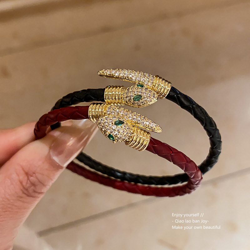 Gold Tone Crystal Encrusted Snake Bracelet With Green Eye Details Stylish Fashion Jewelry And Gift For Him High Quality And Unique Accessory
