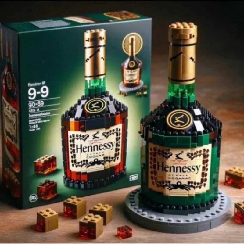 MINISO 2025 NEW Building blocks whiskey bottle imported wine bottle decor set advanced wine cultural brick toy gift for friends Y250701
