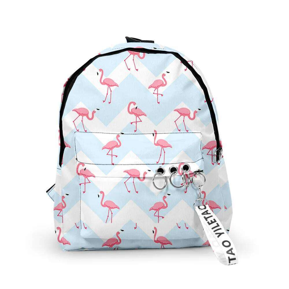 Novelty Cool Flamingo Boys/Girls pupil School Bags 3D Print Keychains Oxford Waterproof Cute Small Backpacks