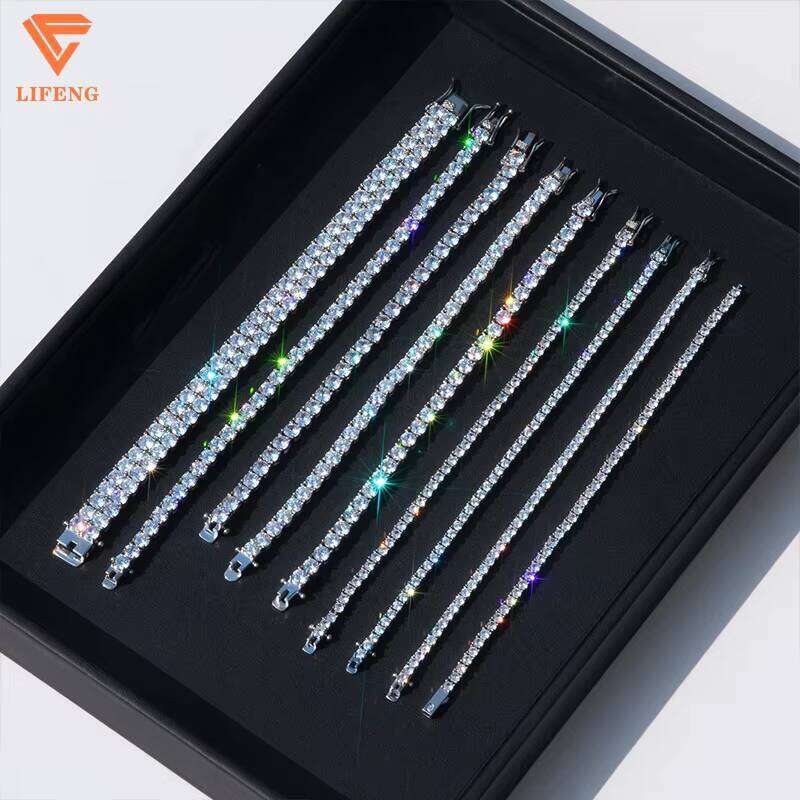 VVS Moissanite Bracelet Necklace 3Mm 4Mm 5Mm 6Mm Sterling Sier Iced Tennis Chain Jewelry Charm