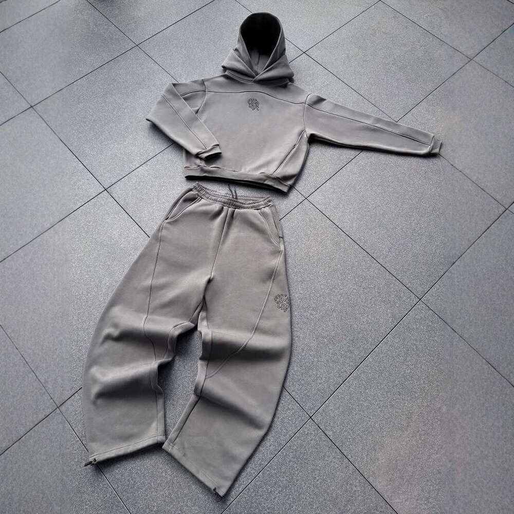 Mertra New Double Hoodie Sweatshirt Sports Set Trendy Brand Embroidered Patchwork Wide-leg Casual Long Sweatpants Unisex