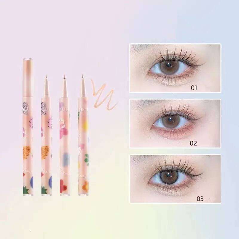 Flortte Lying Silkworm Ultra-fine Eyeliner Pen Waterproof Big Eyes Makeup Liquid Eye Shadow Pencil Smooth Quick-drying Cosmetics X250