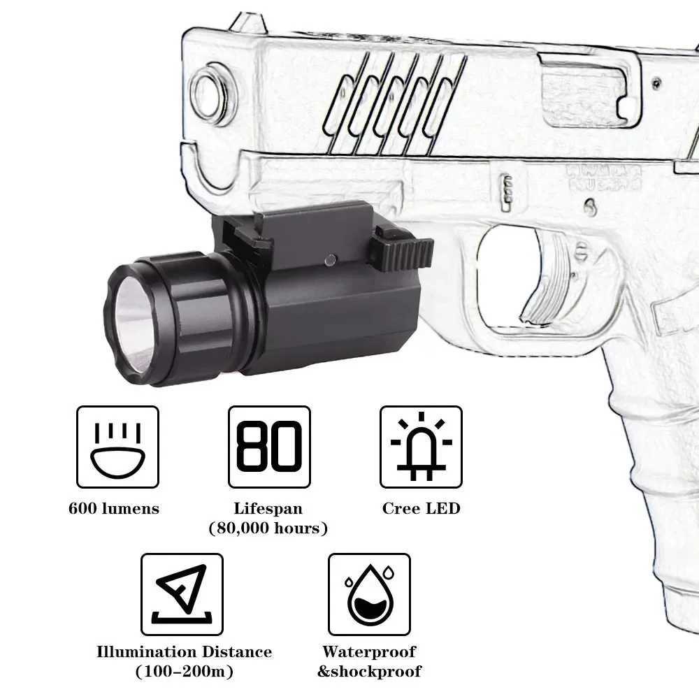Mini R5 LED Weapon Light Quick Release Rail Mount 20mm Pistol Tactical Strobe Gun Light for Hunting Shooting XJ250701