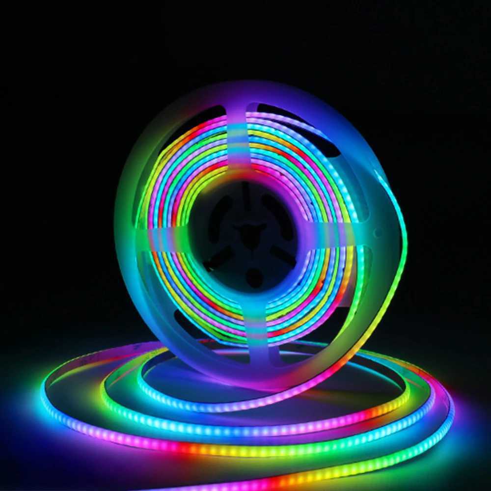 WS2812B COB LED Strip Lights DC5V 5mm Full Color SPI RGB-IC 100/160LEDs Individually Addressable Smart Pixels Tape Light W250701