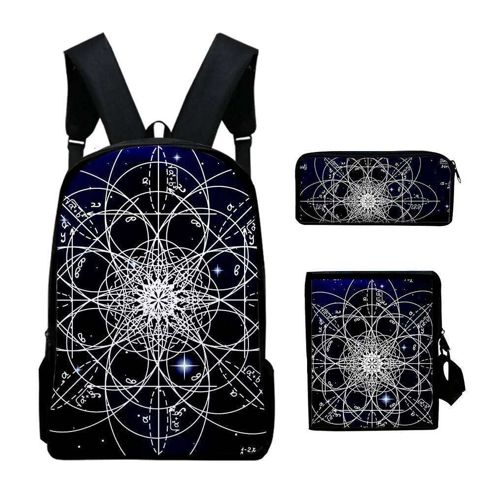 Fashion Science physical chemistry Formula 3D 3pcs/Set School Bags Laptop Daypack Backpack Inclined shoulder bag Pencil Case