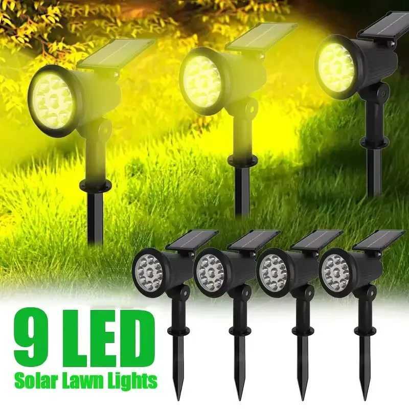9 LED Solar Spotlights Outdoor IP65 Waterproof Brightness Adjustable Spot Light Garden Backyard Driveway Patio Decor LampXJ250624