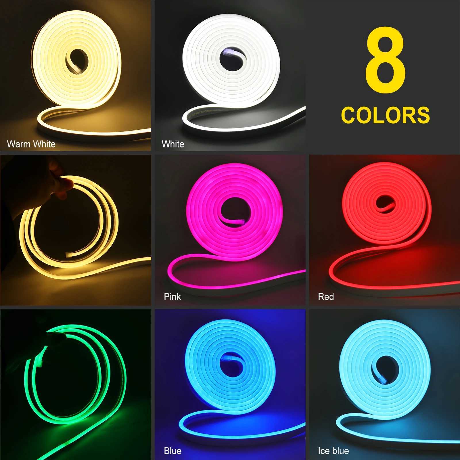 DC 5V USB Touch Dimmable Neon Strip 120Leds/M DIY Home Decor Flexible Ribbon Rope LED Light White/Blue/Pink/Yellow/Green W250701