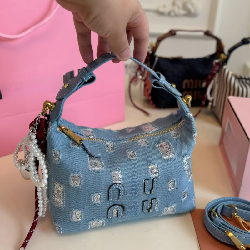 10AFashion Classic Girl Makeup Bag Mini Bucket Bag Bead String Decoration Dance Bag Cowboy Storage Bag 2025