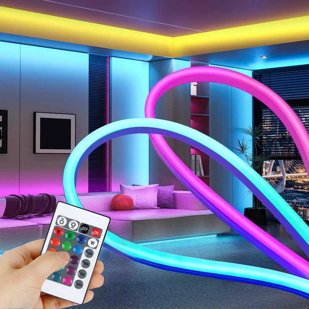 5M Neon LED Strip Lights USB 5V Strip IP65 Waterproof Control LED Flexible Diode Decoration for Home Living Room Decor Lighting W250701