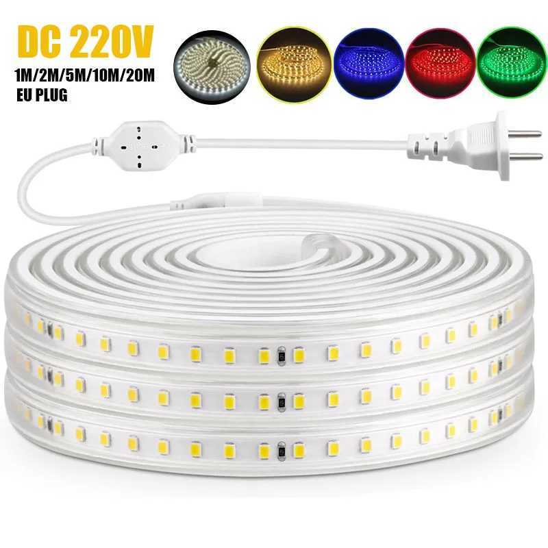 Ac220V LED Strip Lights EU Plug SMD5050 60Leds/M Waterproof Lamp Tape Warm/Cool White Red Blue Green Flexible Ribbon Lighting W250701