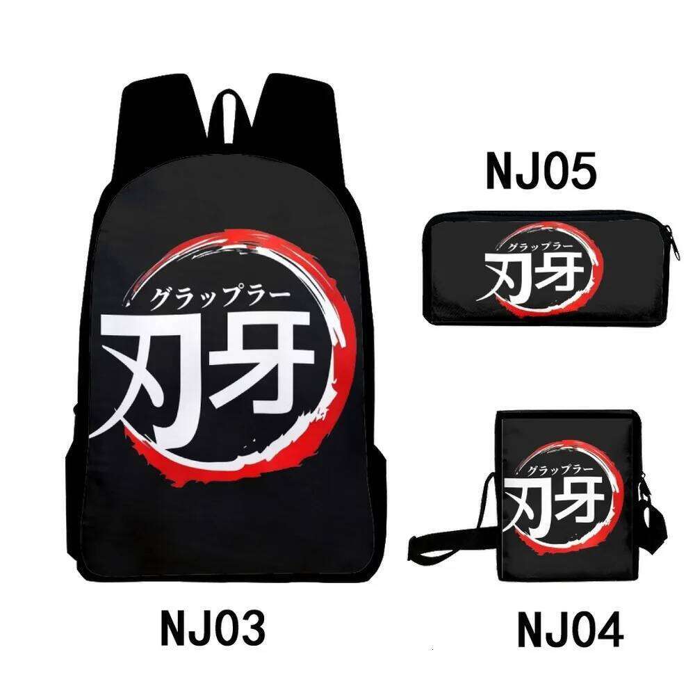 Hip Hop Anime Yujiro Baki Hanma 3D Print 3pcs/Set pupil School Bags Laptop Daypack Backpack Inclined shoulder bag Pencil Case