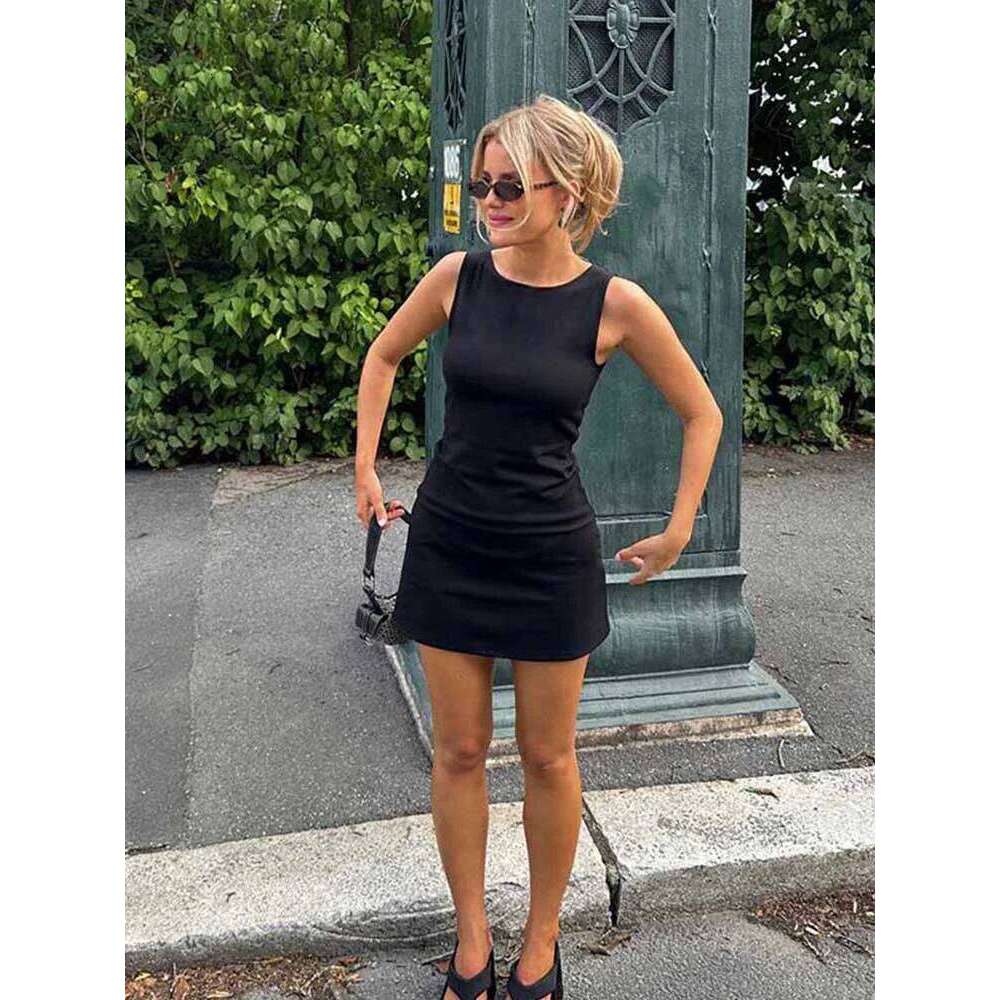 hoodie Wear Woman Dress Sleeveless Knit Slim A-Line Female O-Neck Seveless Mini Dresses Sheath Summer Clothing Streetwear Y2k jacket
