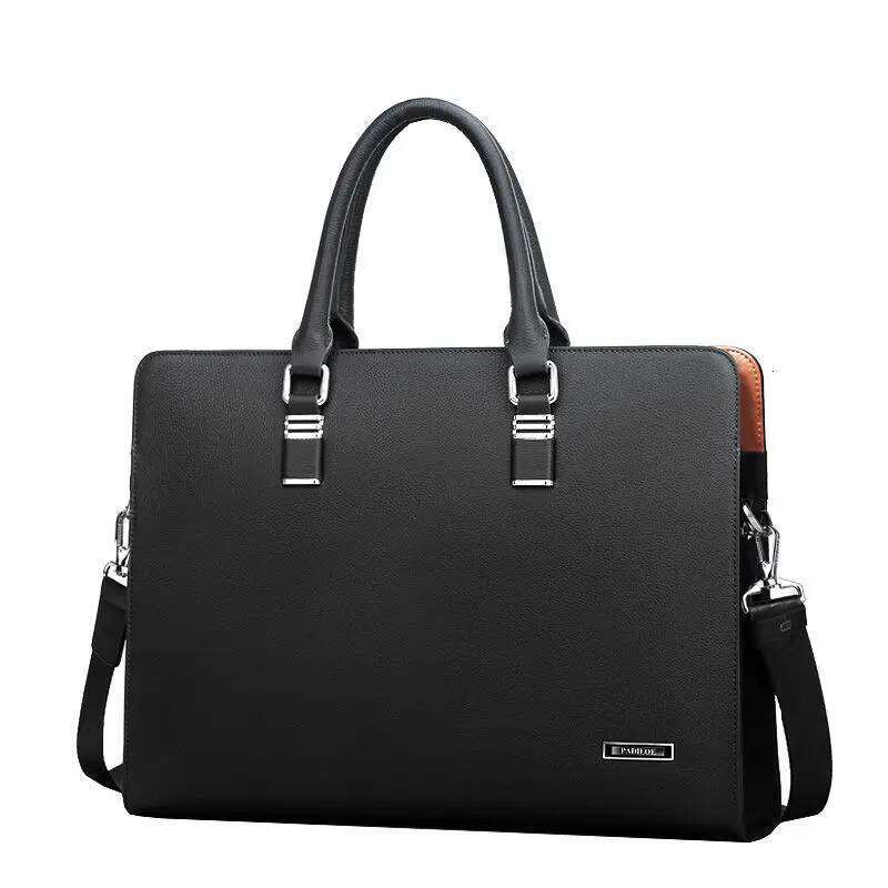 Business Men Leather Briefcase Computer File Package Shoulder Messenger Bag High Quality 14 inch Laptop Briefcases