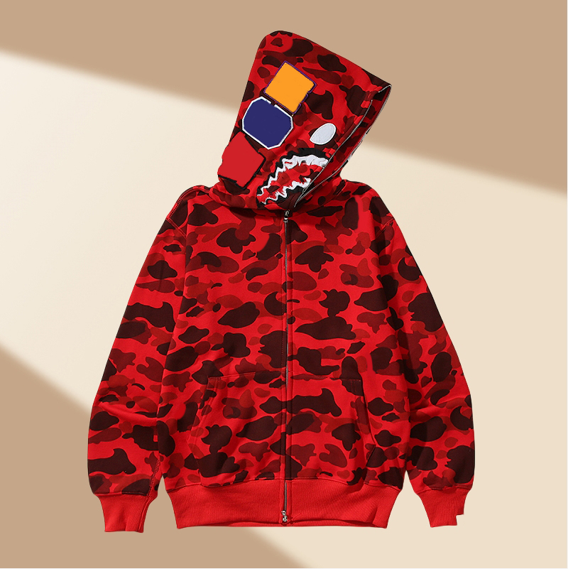 Camouflage Shark Print Full Zip Up Jacket Men Women Fashion Streetwear Outdoor Top Designer Casual Jacket M-3XL 02