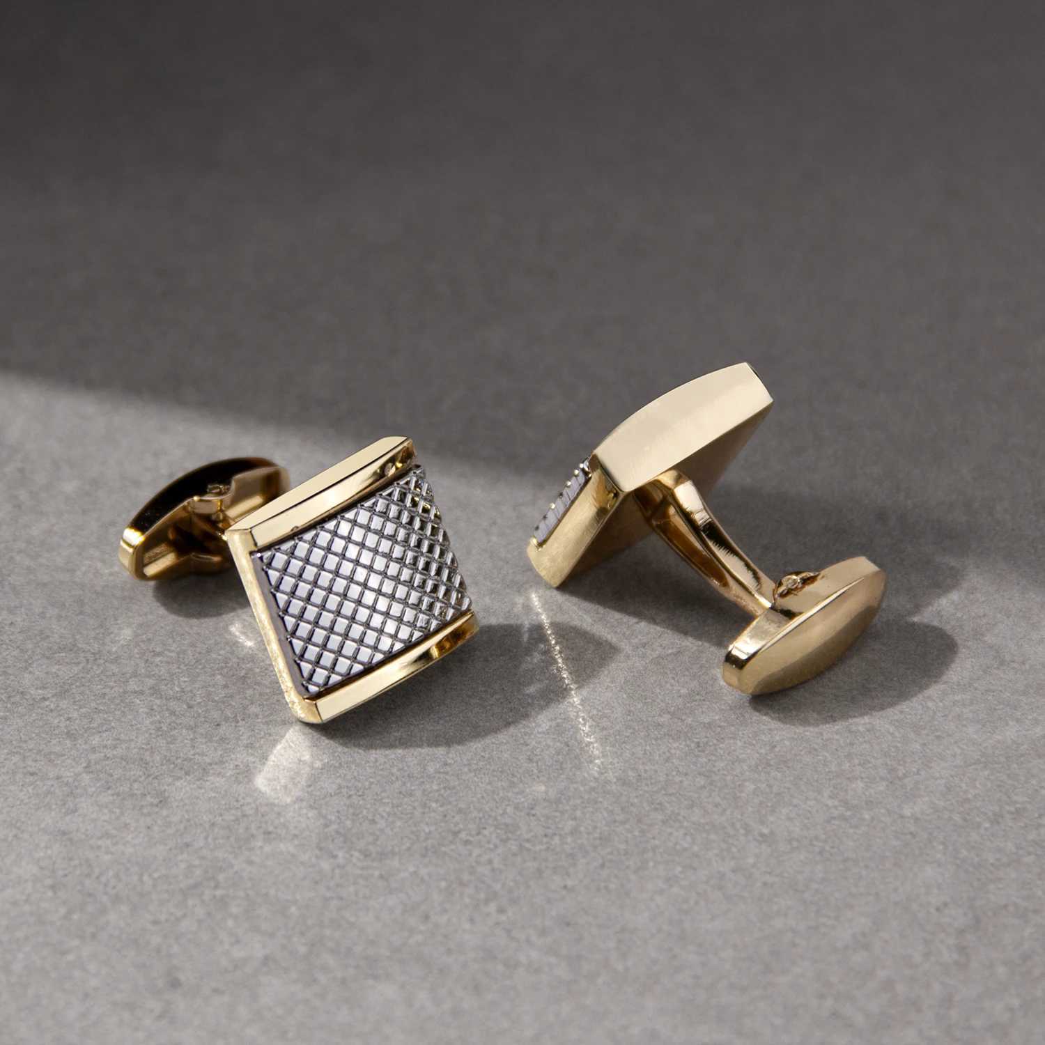 Luxury Cufflinks for Men Shirt French Cufflinks For Mens Wedding Sleeve Button Square Cuff Button Men Cuff-link Tie Clip Gold-plated XJ250614