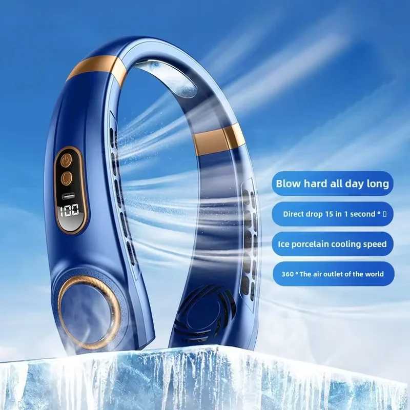 Hanging Neck Fan Digital Display Power Ventilator Bladeless Neckband Fan Portable Mini Air Cooler Type-C Rechargeable Fan XJ250702