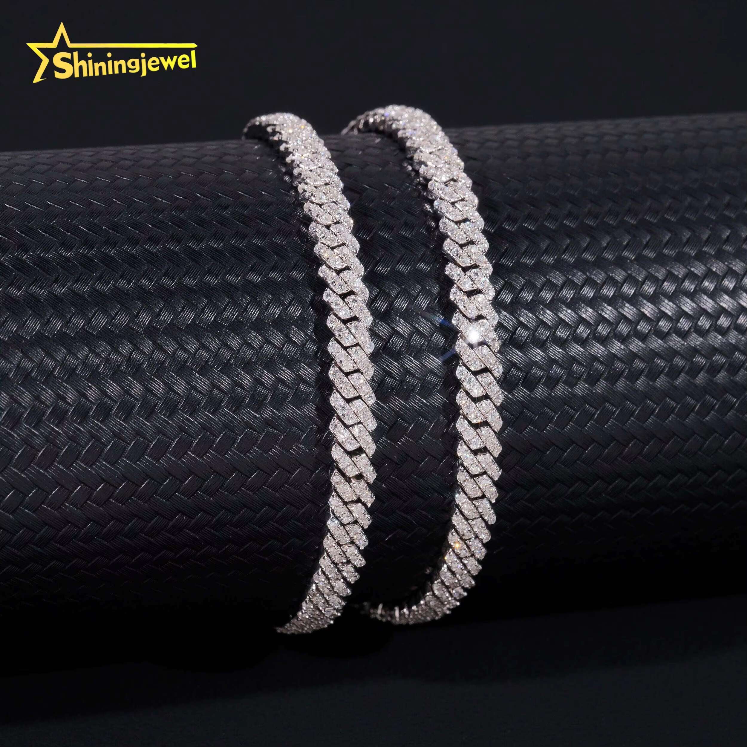 Hip Hop Necklace 5mm Iced Out Moissanite Cuban Link Chain S925 Gold Plated Pass Diamond Test VVS Moissanite Diamond Chain