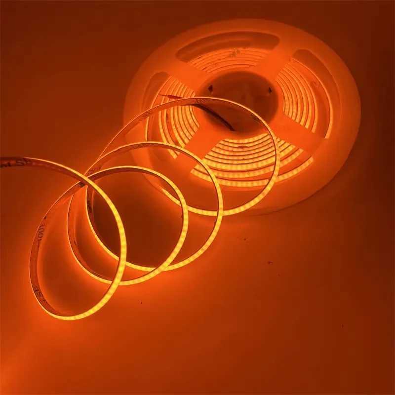 5m 3mm 5mm 8mm Orange Red Amber LED Flexible Strip 1700k 1800k 1900k DC12v 24v Soft Light Tape Orange Cabinet Car Backlight W250701