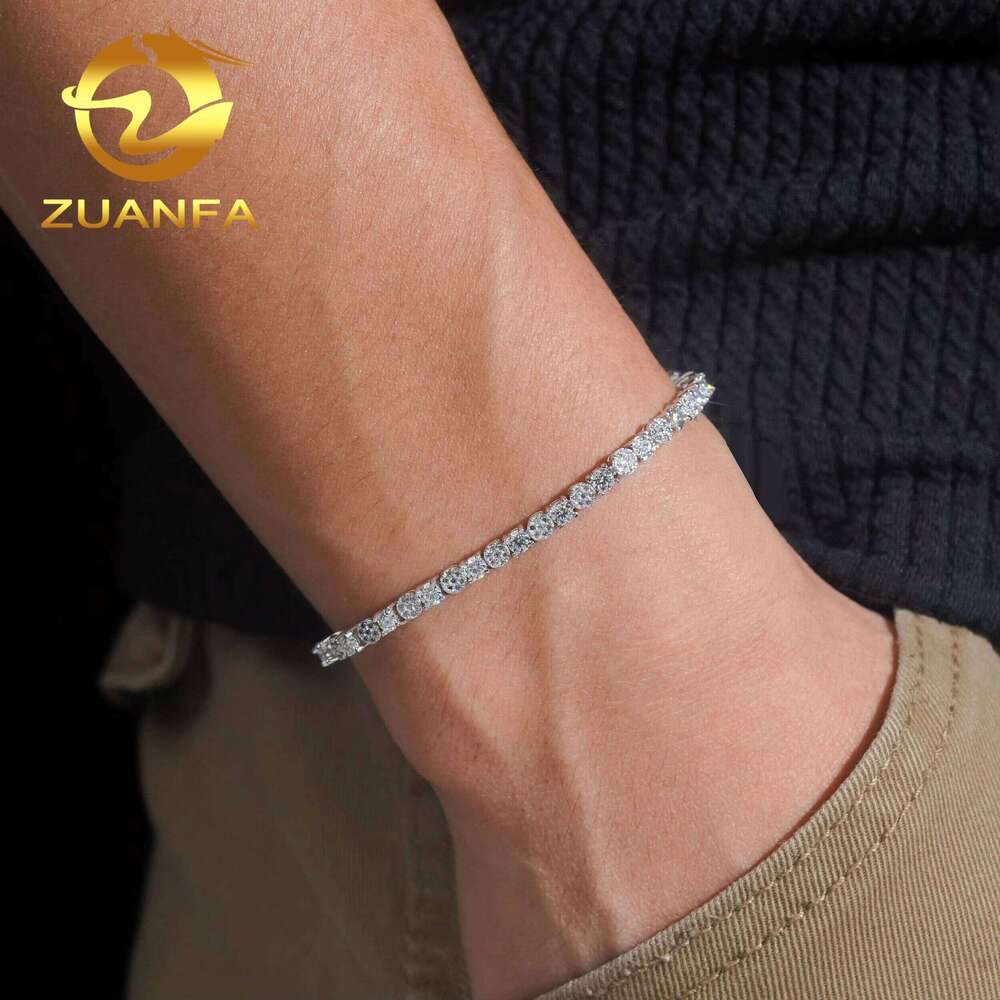 New Design Fashion Jewelry Iced Out 38Mm Pure Sier GRA Certified VVS Silicon Tennis Bracelet