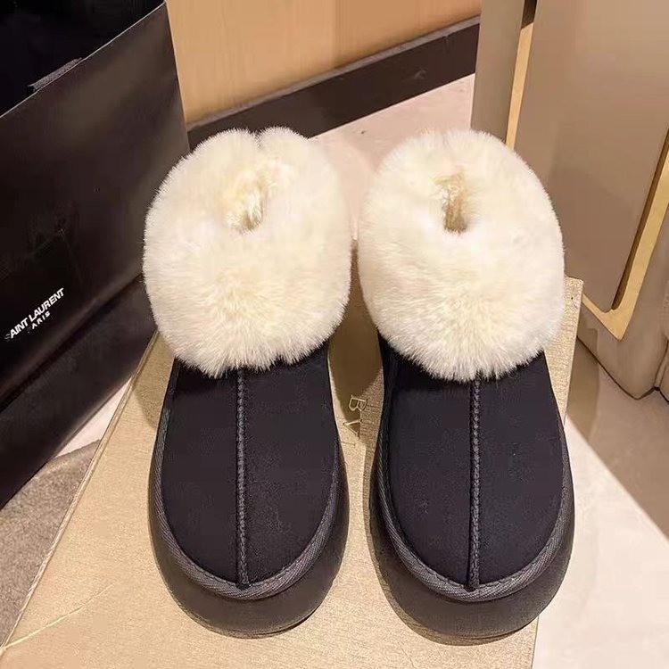 Free Shipping designer boots Winter new Korean version thick soled short tube thickened one foot lazy plus size cotton shoes brown