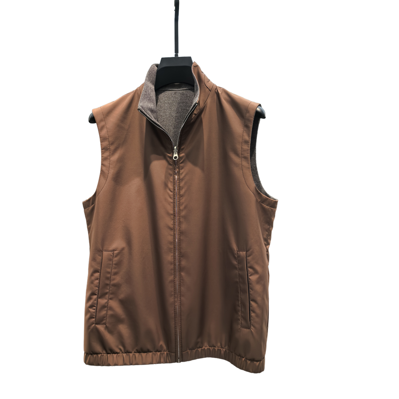 Stand up collar sleeveless double-sided vest vintage money layering aesthetic model double-sided down vest