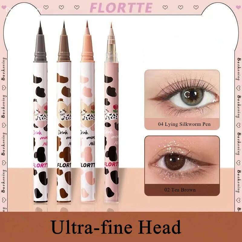 Flortte Ultra-fine Liquid Eyeliner&Lying Silkworm Pen Waterproof Long Lasting No Sdging Eye Liner Applicator Pencil X250702