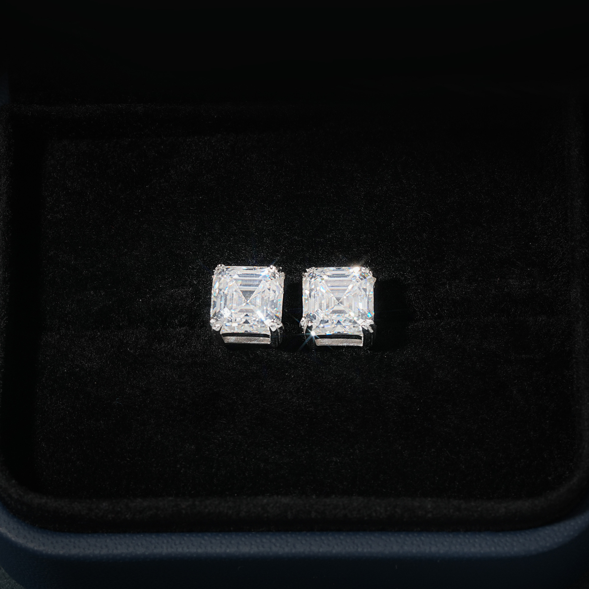 925 Sterling Silver Luxury VVS GRA Gertificate Asscher Cut Men Women Custom Fine Jewelry Moissanite Stud Earrings