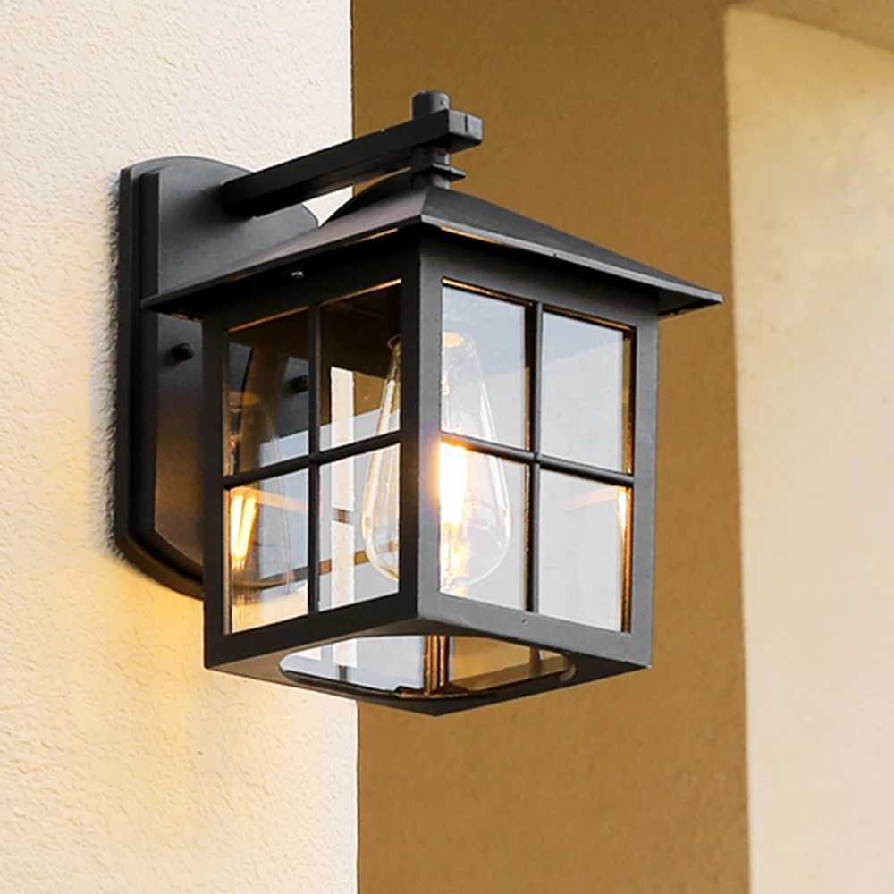 Outdoor Vintage Wall Lamp E27 Bulb Sconce Light Fixtures Retro LED Wall Lamp Porch House Home Yard Garden Lighting Black BronzeXJ250624