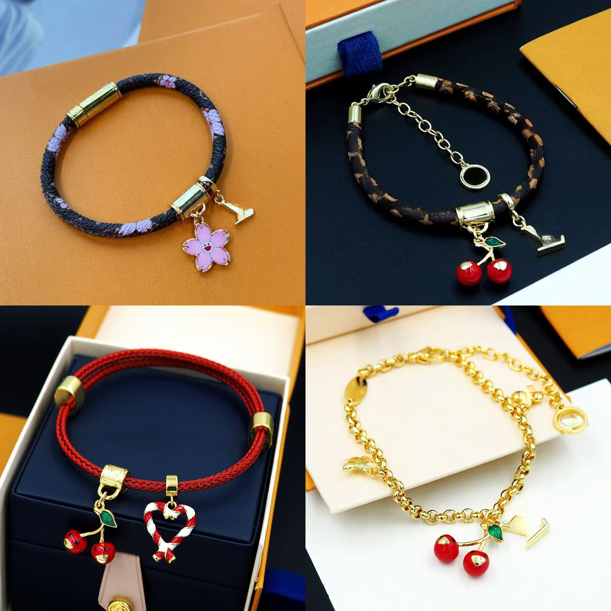 TM cerise bracelet designer Murakami Cherry blossom bracelets cherry classical charm bracelet luxury jewlery designer for women plated gold bracelet key chain