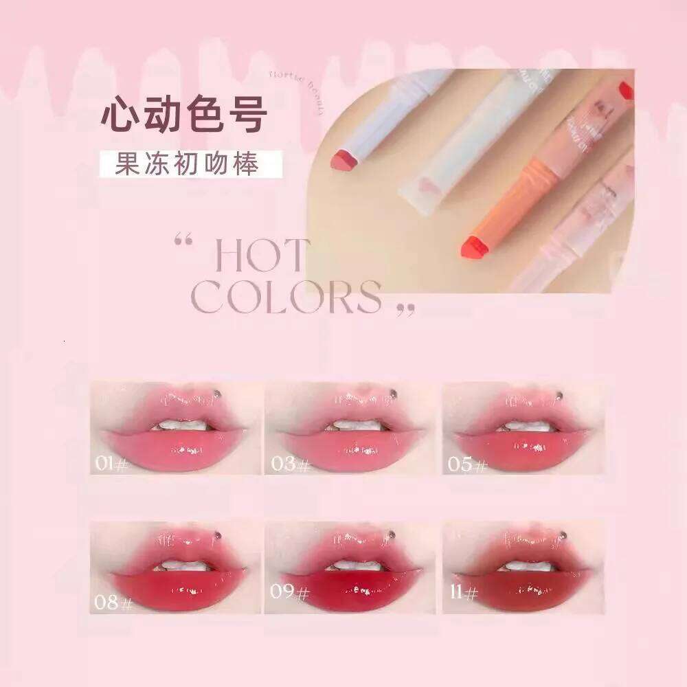 FLORTTE Solid Gloss Water Light Glitter Clear Lipstick Pink Mirror Glaze Jelly Moisturizing Lip Tint Cosmetics Makeup X250702