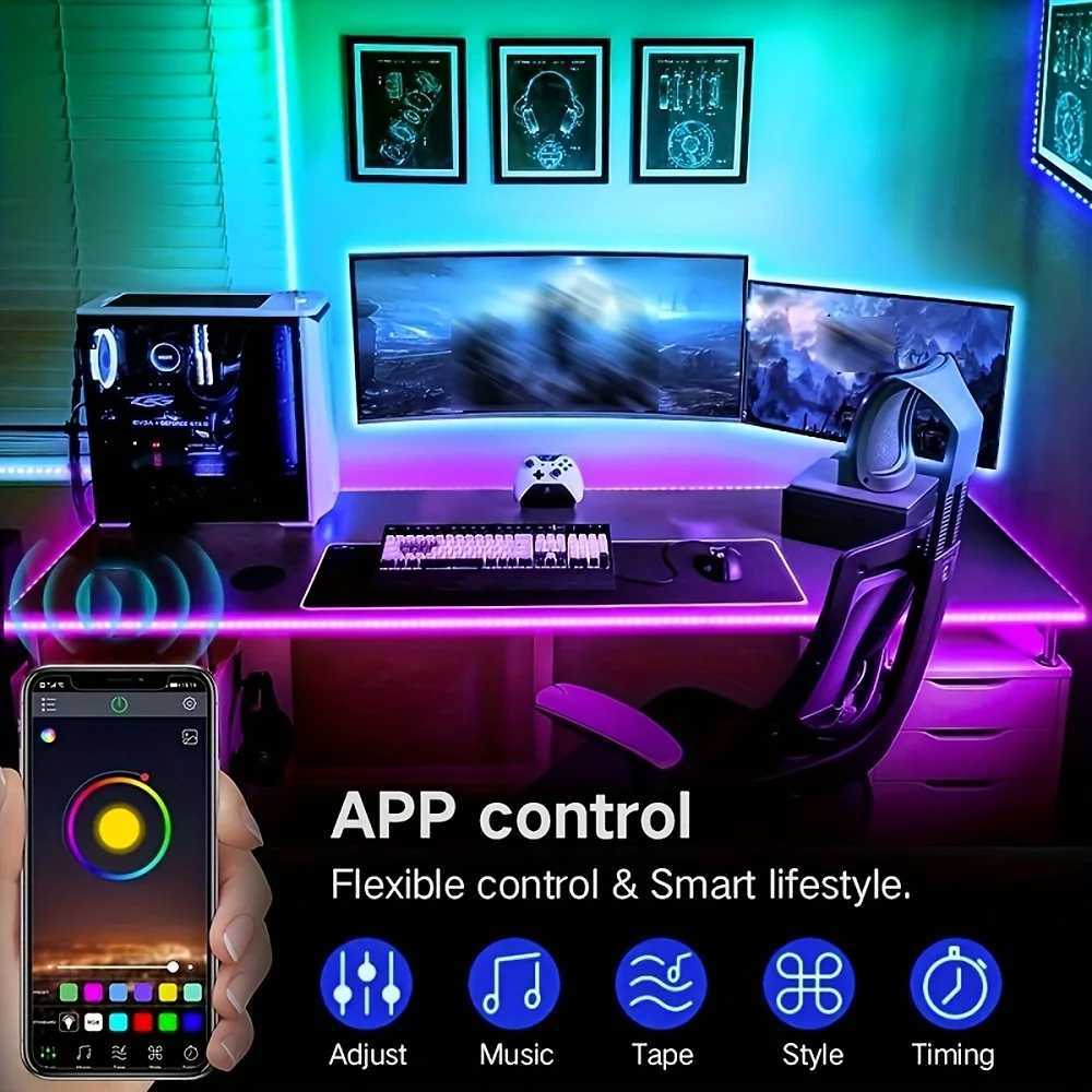 USB LED Strip Lights APP Control 44Key Remote Control 3535 RGB Music Sync Color Changing Flexible Lamp Tape for Room Decoration W250701
