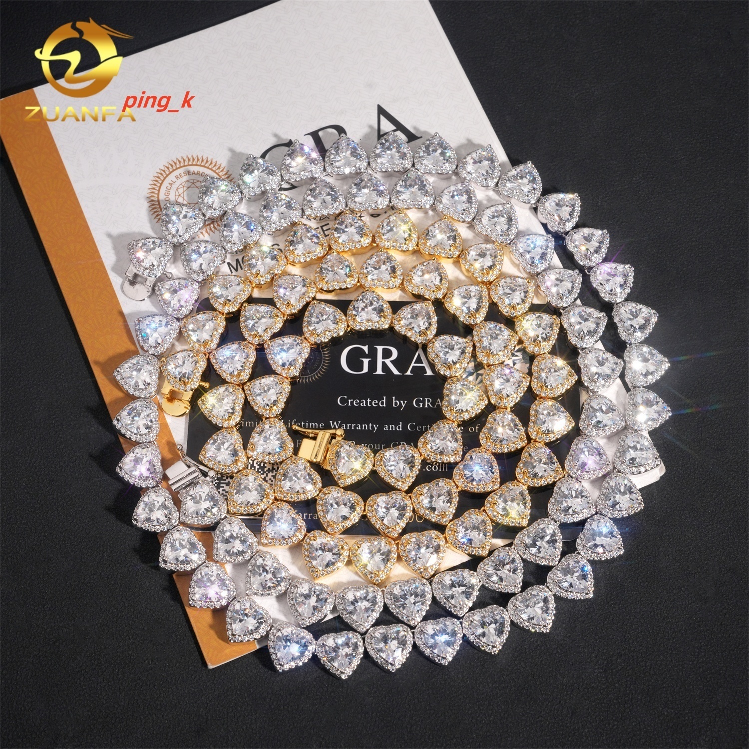 New 10mm Iced Out Halo Heart Moissanite Cuban Link Chain Hip Hop Jewelry 92.5% Silver Pass Diamond Tester Miami Cuban Chain