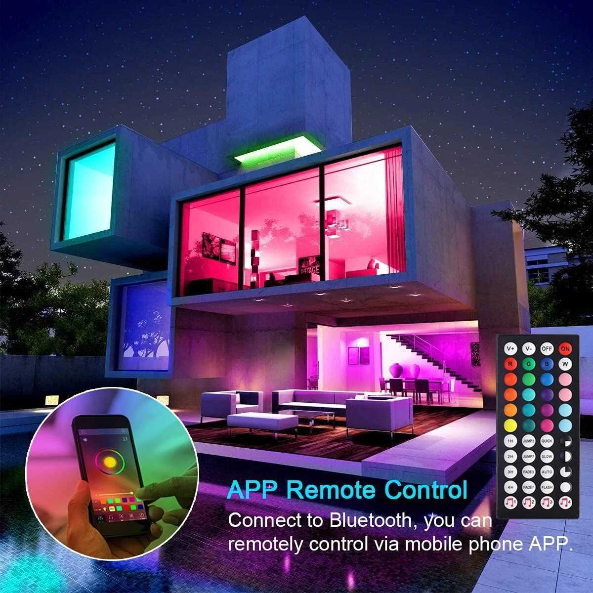 RGB3535 LED Light Strip Multi-Color Music Sync APP Controlled With 44Keys Remote Christmas And Halloween Party Decoration W250701