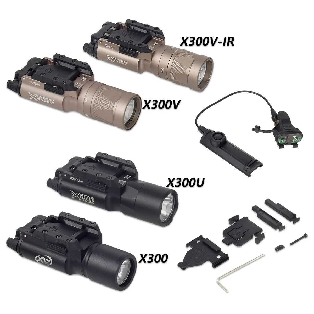 SureFire X300 X300U X300V IR Airsoft Weapon Gun Light Pistol Scout Flashlight Glock 17 With Upgrade Remote Dual Function SwitchXJ250701