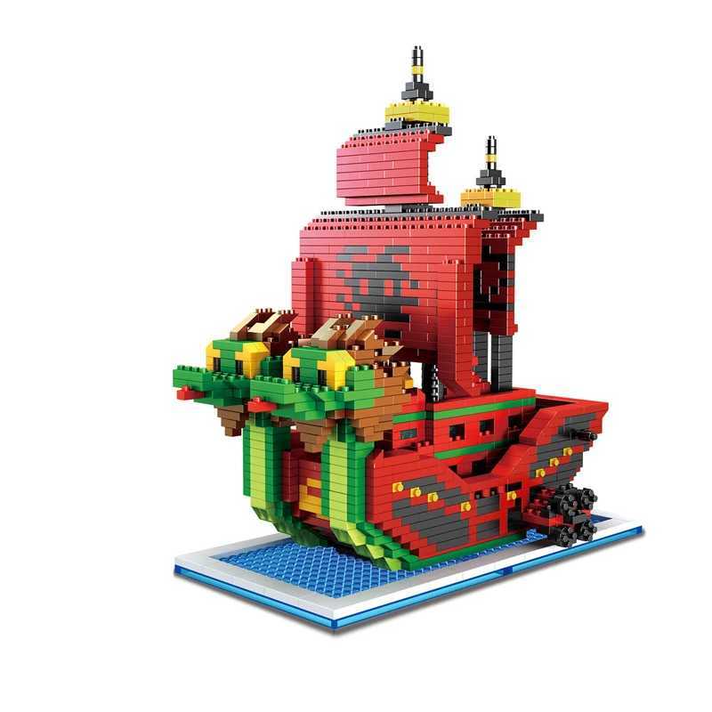 One Piece Pirate Ship Building Block Anime Thousand Sunny Going Merry Luffy Shanks Boa Mini Bricks Toy Figure For Children Y250701
