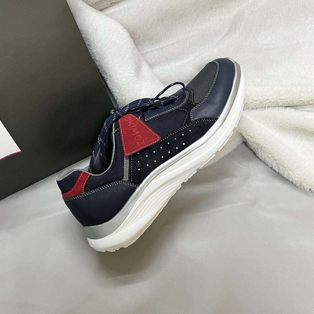 Men's Stylish Sapphire Blue and Red Casual Sports Shoes with Functional Insoles - Comfortable Breathable Running Sneakers by Okimoz