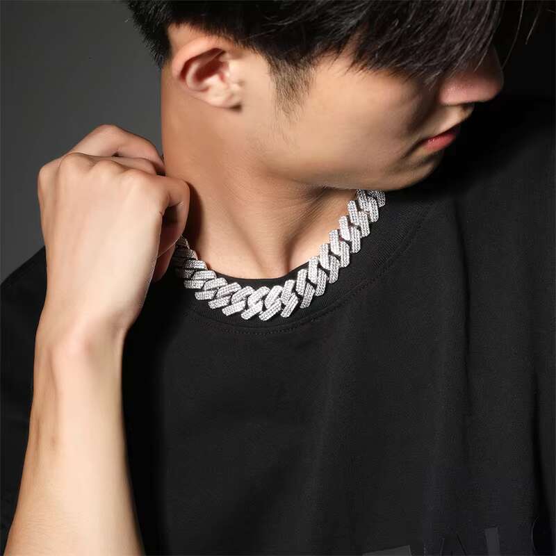 Moissanite Bracelet Cuban Rose Gold Cuban Link Chain Mossinate Diamond Cuban Chain Necklace Jewelry