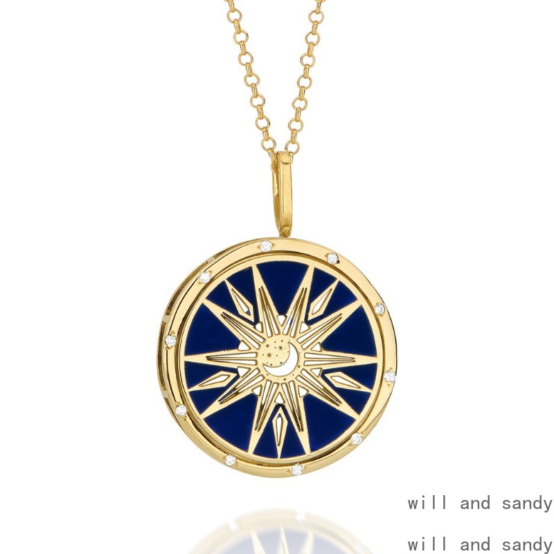 Non Tarnish 18k Gold Plated Tarot Coin Pendant Necklace Stainless Steel Star Moon Eye Charm Fashion Necklaces for Women Birthday Gift Girl Friend Vale