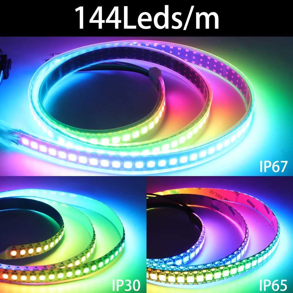 WS2812B RGB LED Strip WS2812 5050 Individually Addressable Smart Lights 30/60/74/96/144/Leds/Pixels White Black PCB DC5V W250701