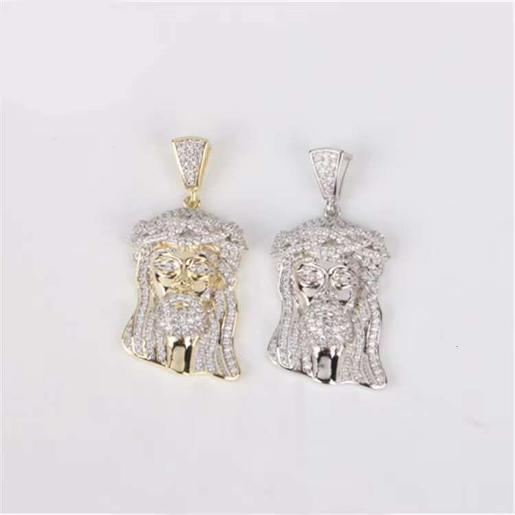 LUCK Hiphop Yellow Gold Color 925 Silver Jewelry Hip Hop Ice Out Gra Vvs Cuban Tennis Necklace Chain Mossanite Jesus Pendant